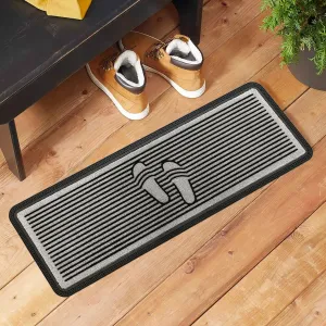OnlyMat Elegant Soft Anti-Skid Polypropylene Shoe Pattern Flocked Floor Mat -GREY , 40 cm x 120 cm