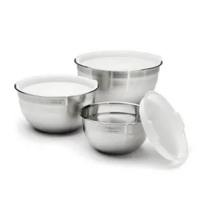 Open Box - Cuisinart Set of 3 Stainless Steel Mixing Bowls with Lids