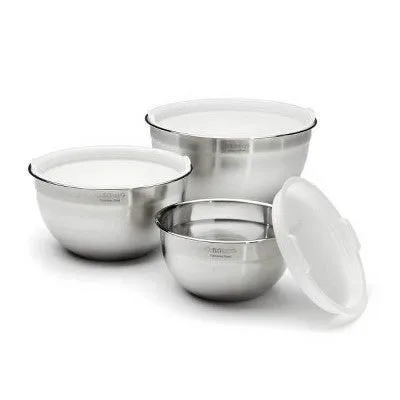 Open Box - Cuisinart Set of 3 Stainless Steel Mixing Bowls with Lids