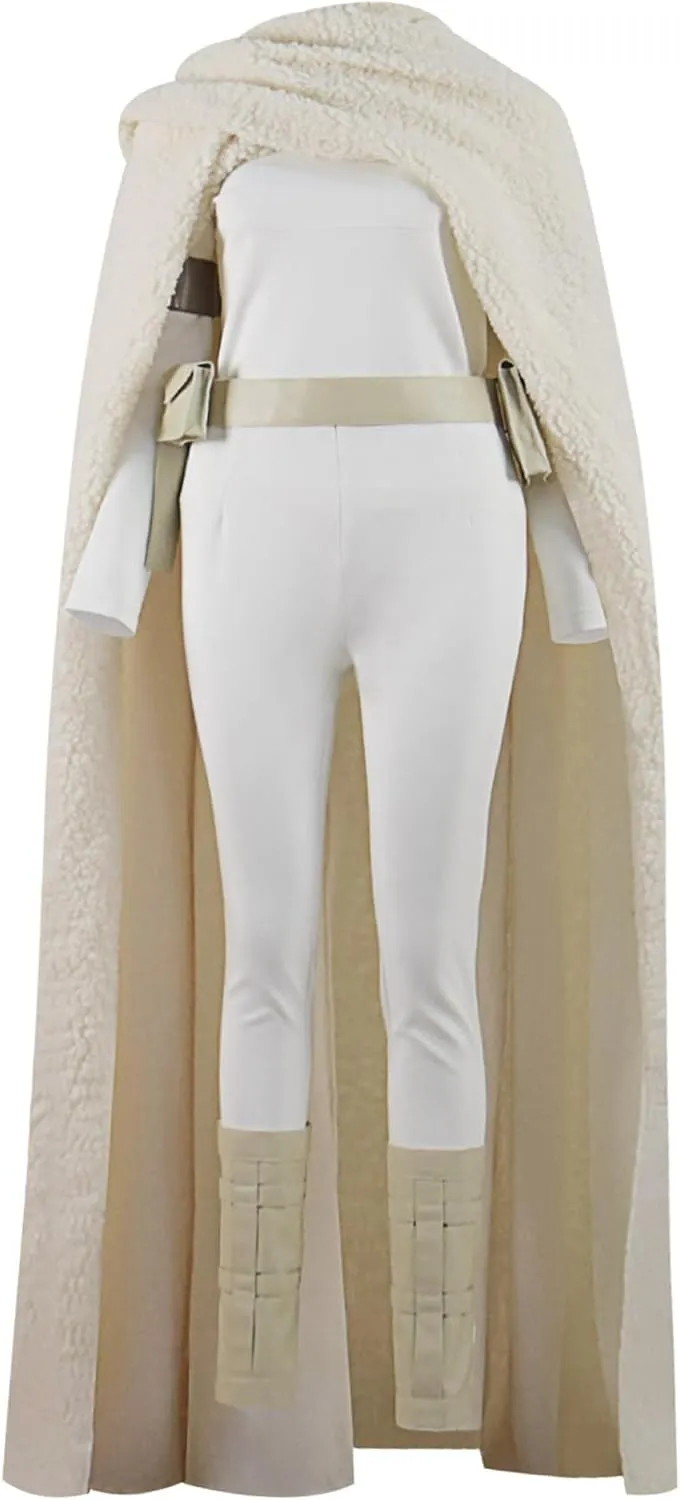 Padme Amidala Costume Women Queen Padme Dress Velvet Green Hooded Robe Cloak Deluxe Jedi Uniform Halloween Cosplay Outfits