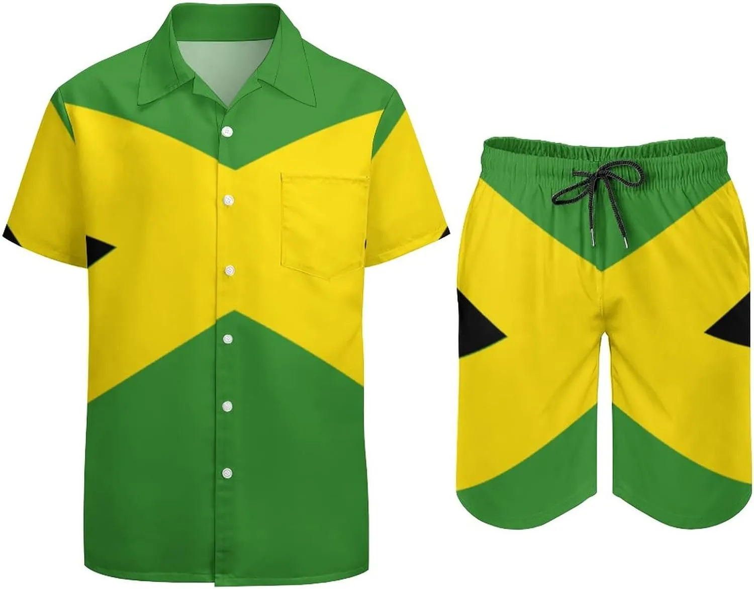 Party Shorts Shirt Men Swim Trunks Quick Jamaican Flag Dry Surfing Beach Shorts with Pockets Casual Beach Suit L
