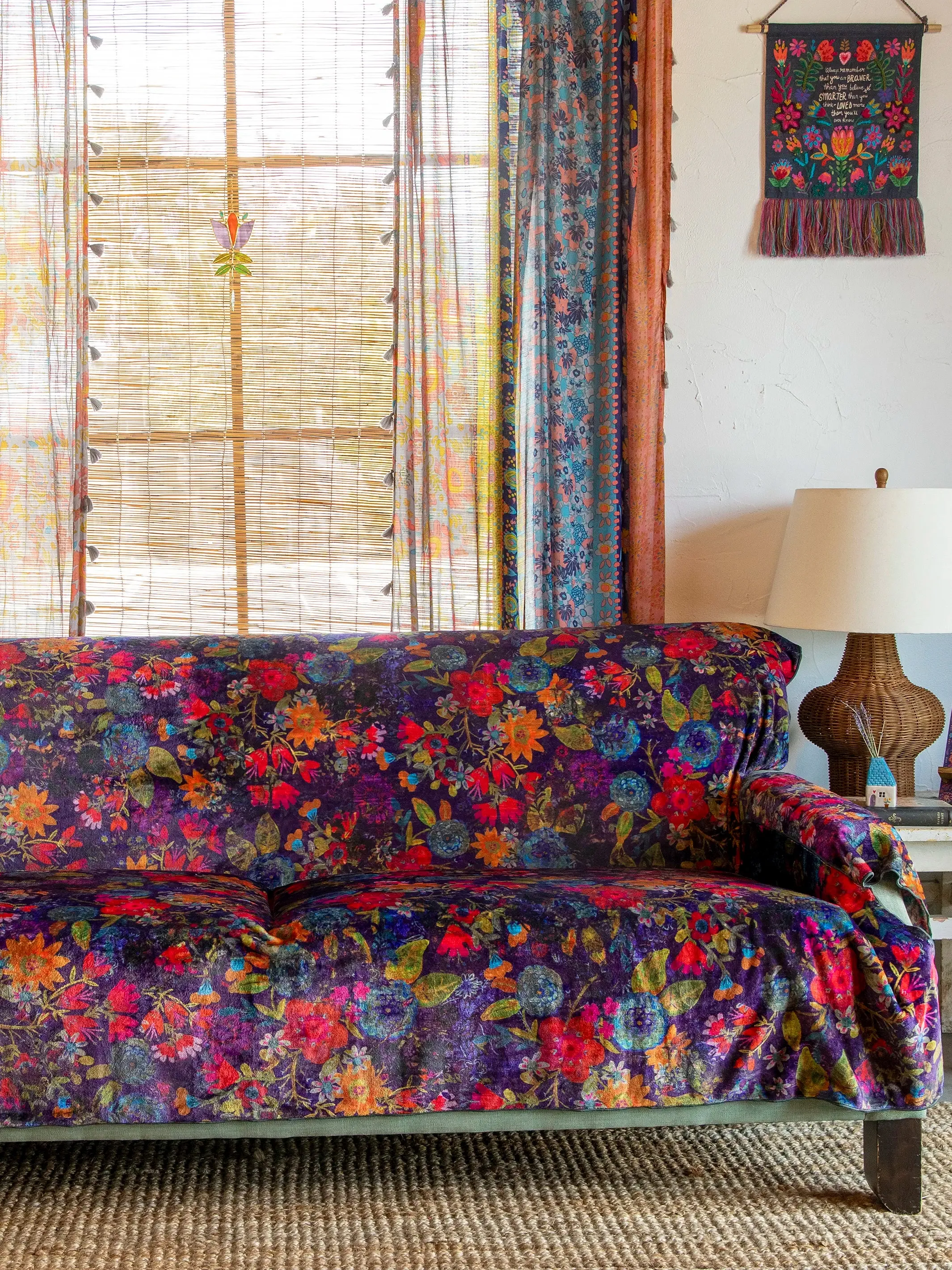 Perfect Cozy Couch Cover - Dark Floral Garden