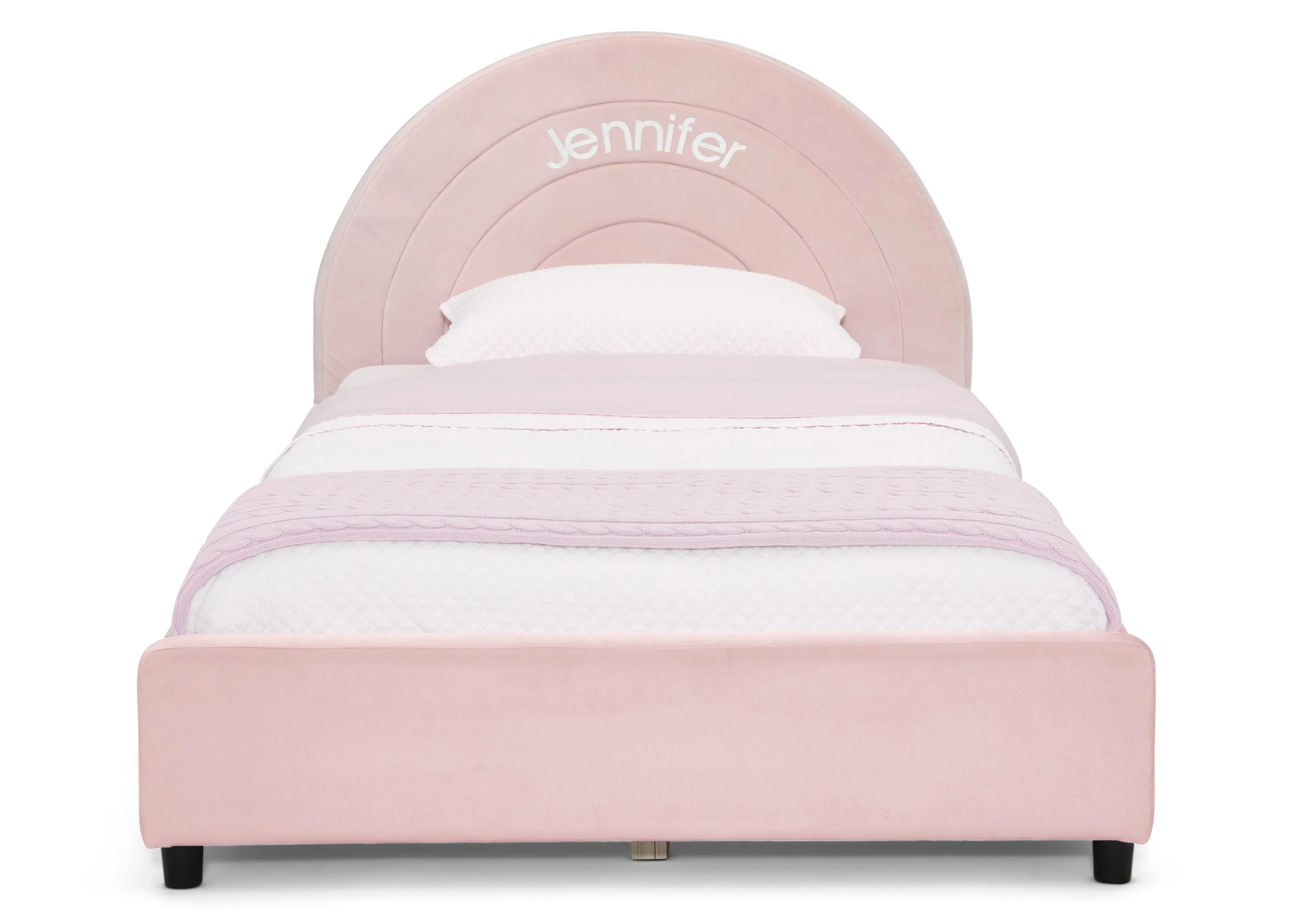 Personalized Upholstered Twin Bed with Round Headboard