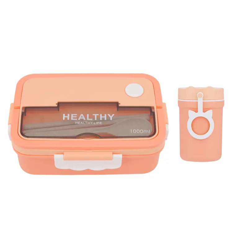 Portable Bento Lunch Box With Soup Cup-Hy-146 Orange
