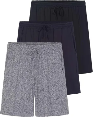 Real Essentials 3 Pack: Men's Soft Lounge Pajama Bottoms Shorts with Pockets Breathable Cool Fabric (Available in Big & Tall)