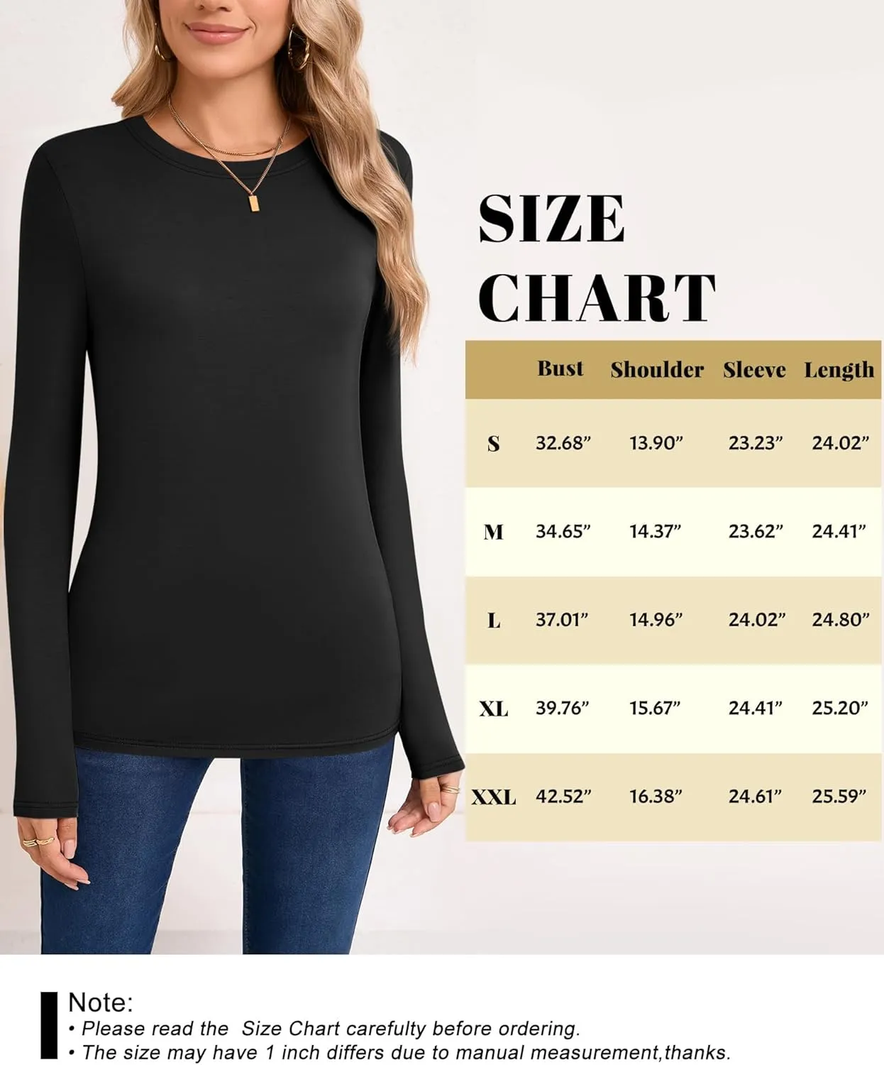 Riyiper 3 Pack Women's Long Sleeve Shirts Casual Tight Tops Slim Fit Crew Neck Modal Undershirt Basic Fall Trendy Outfits