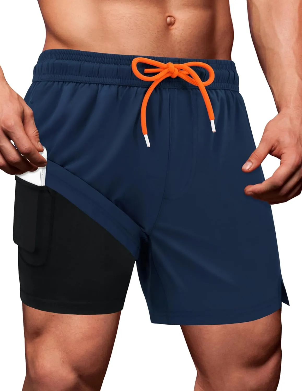 Sarfel Mens Swim Trunks 5 Inch Mens Bathing Suit with Compression Liner Men's Board Shorts Men's Swimwear Quick Dry Swimsuit