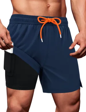 Sarfel Mens Swim Trunks 5 Inch Mens Bathing Suit with Compression Liner Men's Board Shorts Men's Swimwear Quick Dry Swimsuit