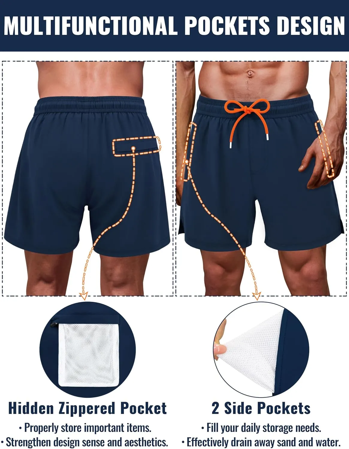 Sarfel Mens Swim Trunks 5 Inch Mens Bathing Suit with Compression Liner Men's Board Shorts Men's Swimwear Quick Dry Swimsuit
