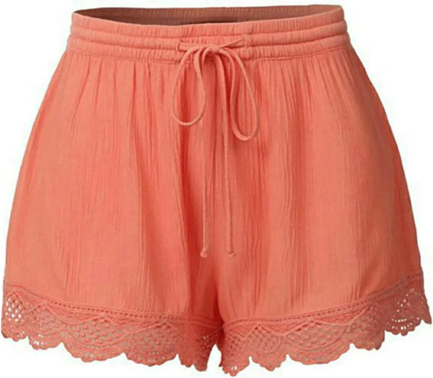 Shorts for Women Bottom Lace Drawstring High Waisted Wide Leg Skorts Elastic Waist Baggy Casual Solid Color Outfits