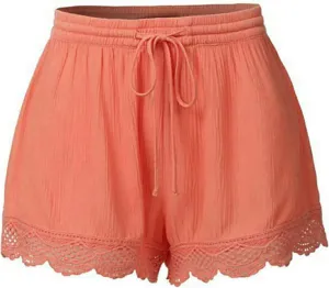 Shorts for Women Bottom Lace Drawstring High Waisted Wide Leg Skorts Elastic Waist Baggy Casual Solid Color Outfits