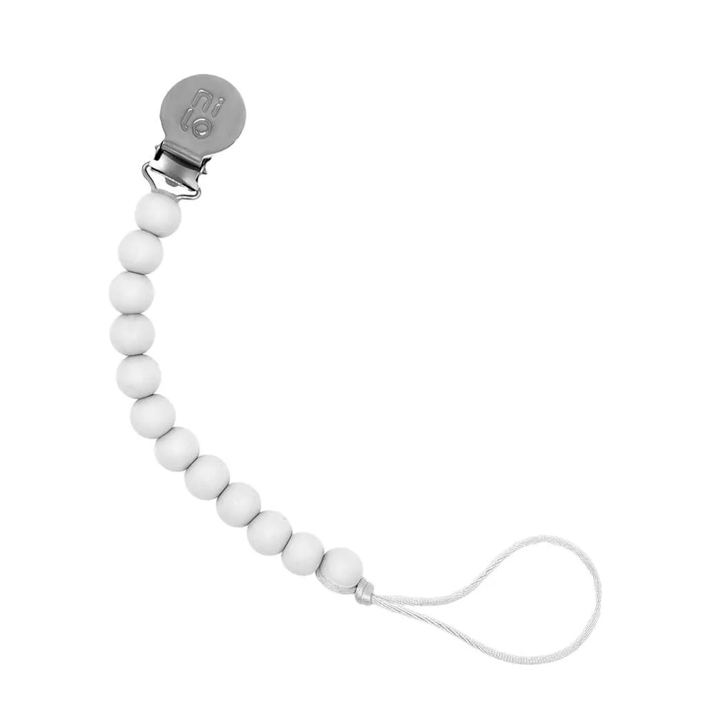 Silicone Beads Pacifier Holder White