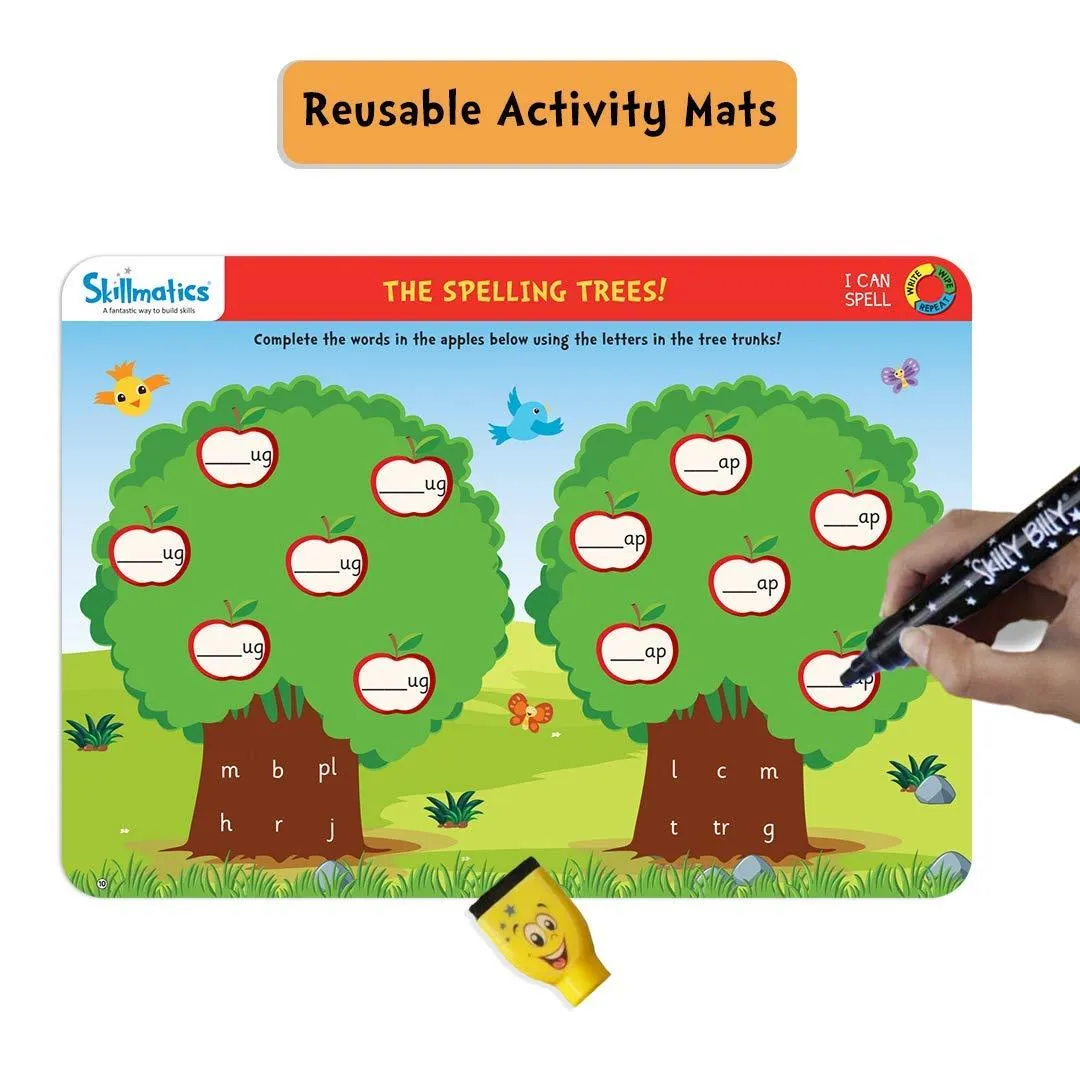 Skillmatics I Can Spell - Reusable Activity Mats with 2 Marker Pens Educational Game for Ages 3-6 Years