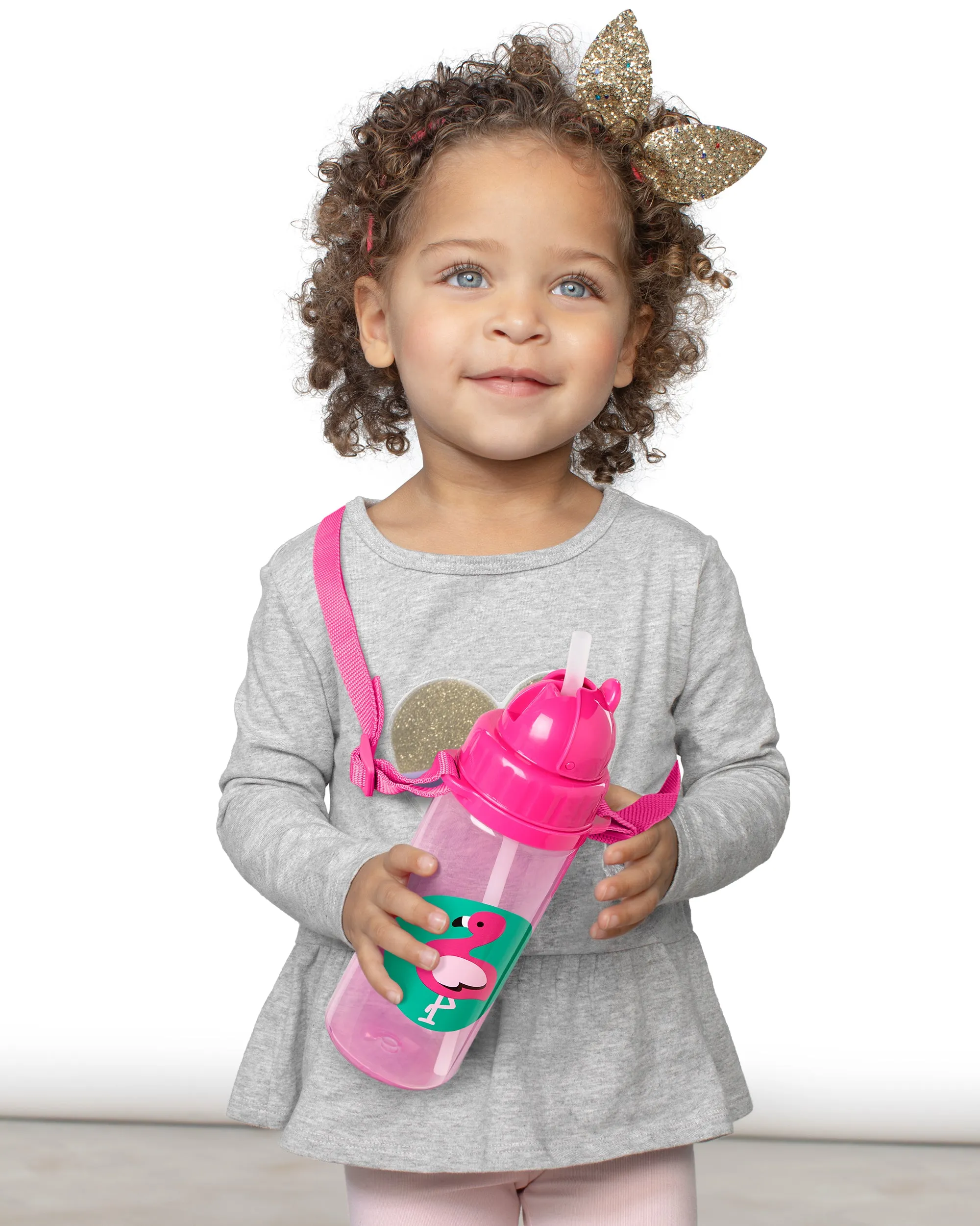 Skip Hop Zoo Long Strap Straw Bottle - Franny Flamingo