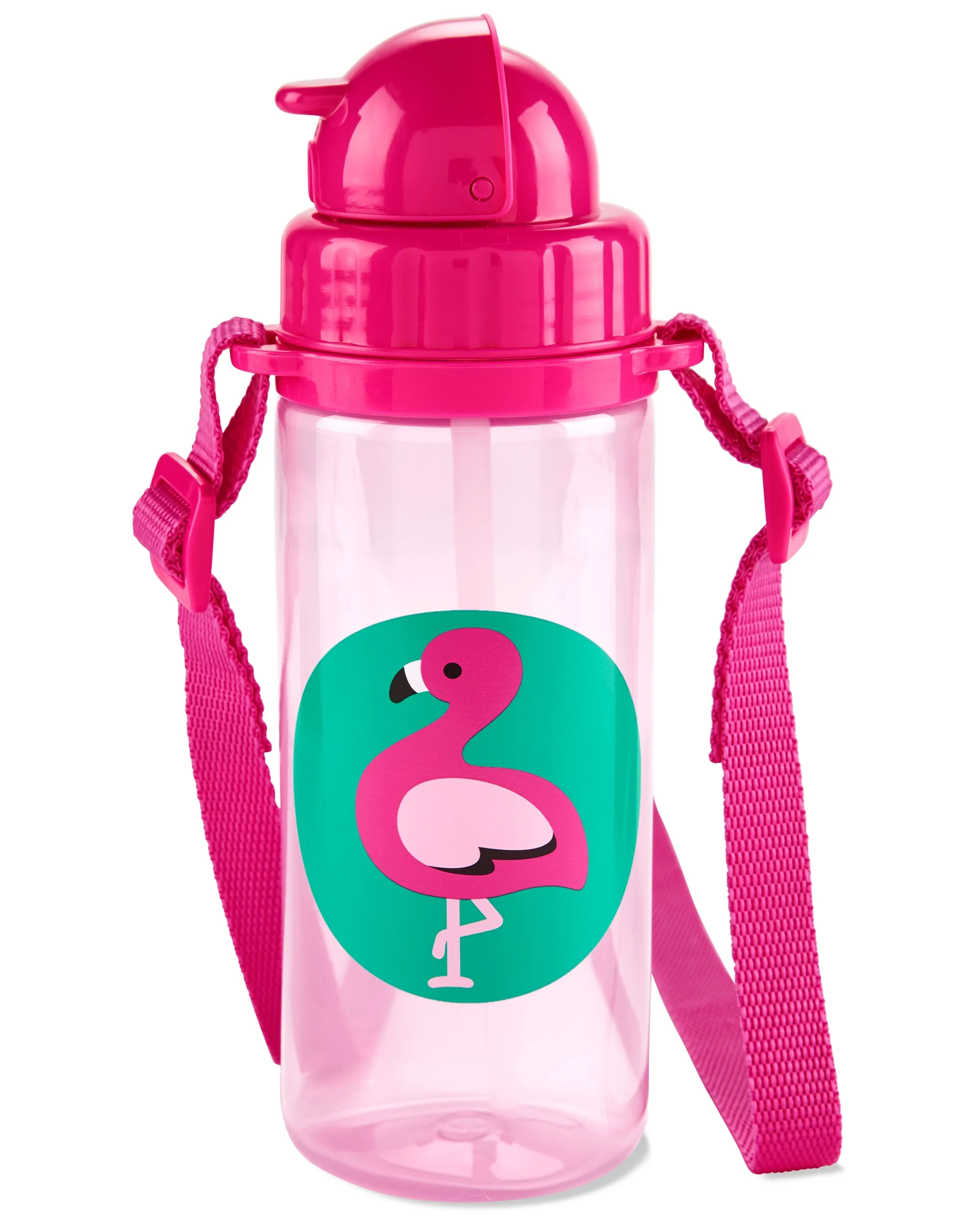 Skip Hop Zoo Long Strap Straw Bottle - Franny Flamingo