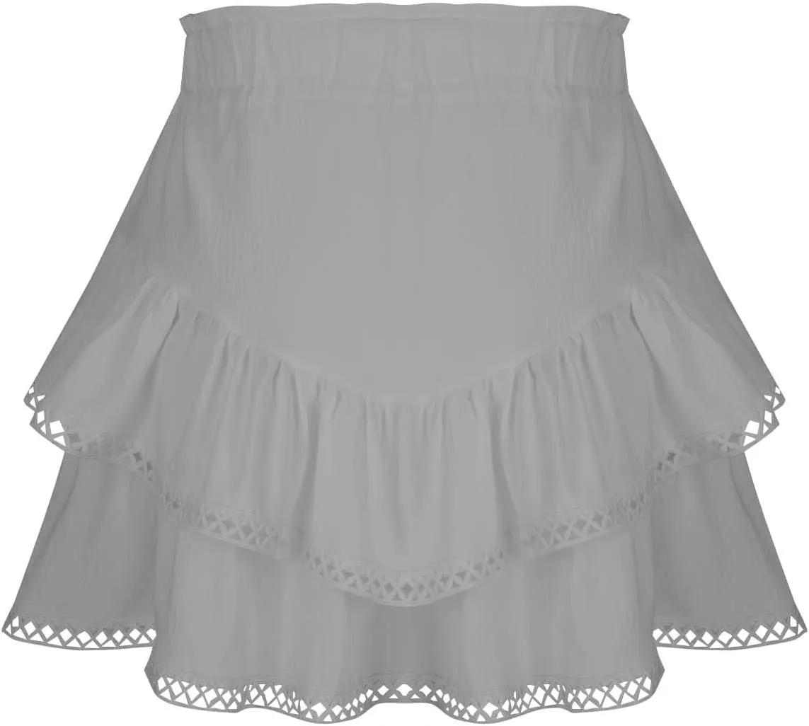 Skorts for Women Dressy Casual Ruffle Tiered Athletic Shorts Elastic High Waist Mini Skirts Cute Boho Beach Outfits