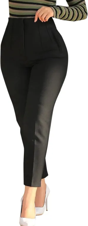 Slim Skinny Pants for Women Business High Waist Lifting Hop Trousers Casual Straight Leg Ankle Pants with Pockets