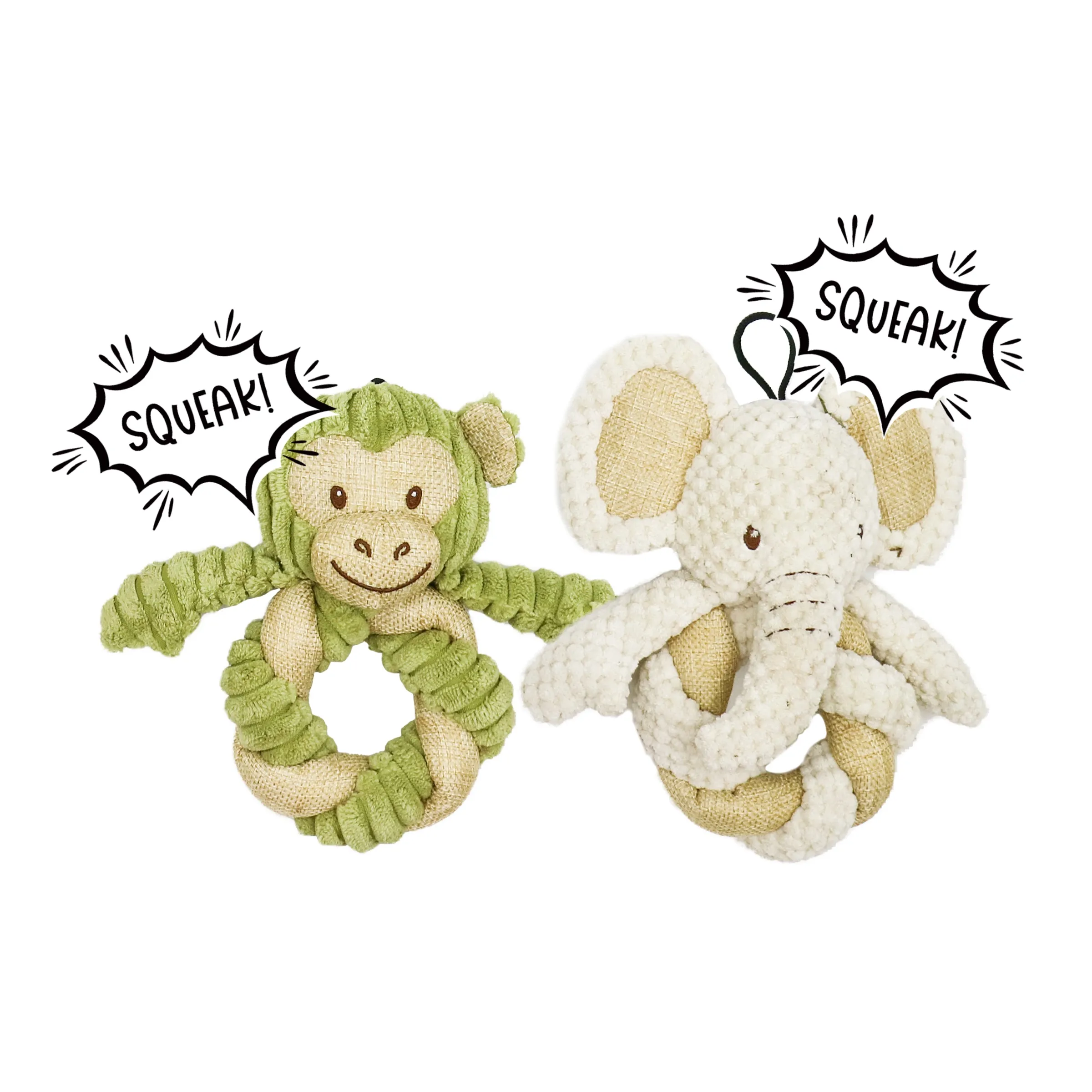 SOLD OUT - Mini Hemp Twist Monkey and Elephant Dog Toys