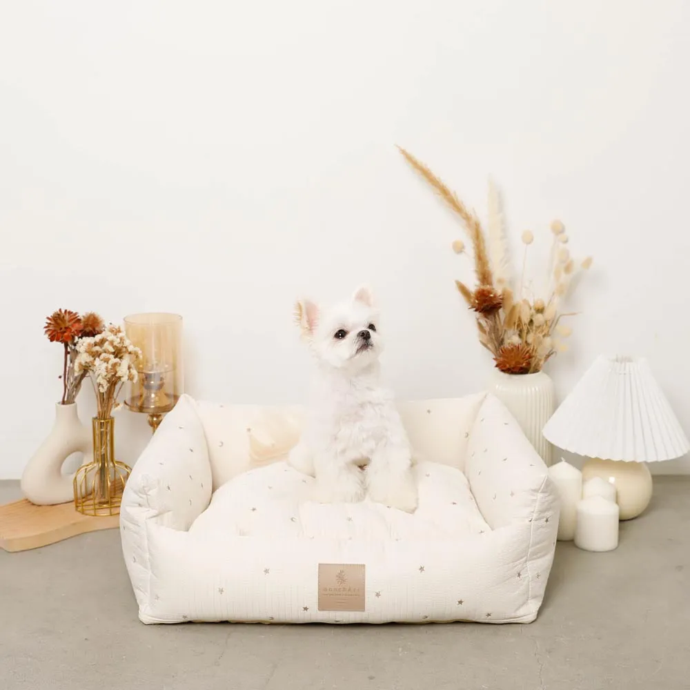 star and moon embroidered quilted bed