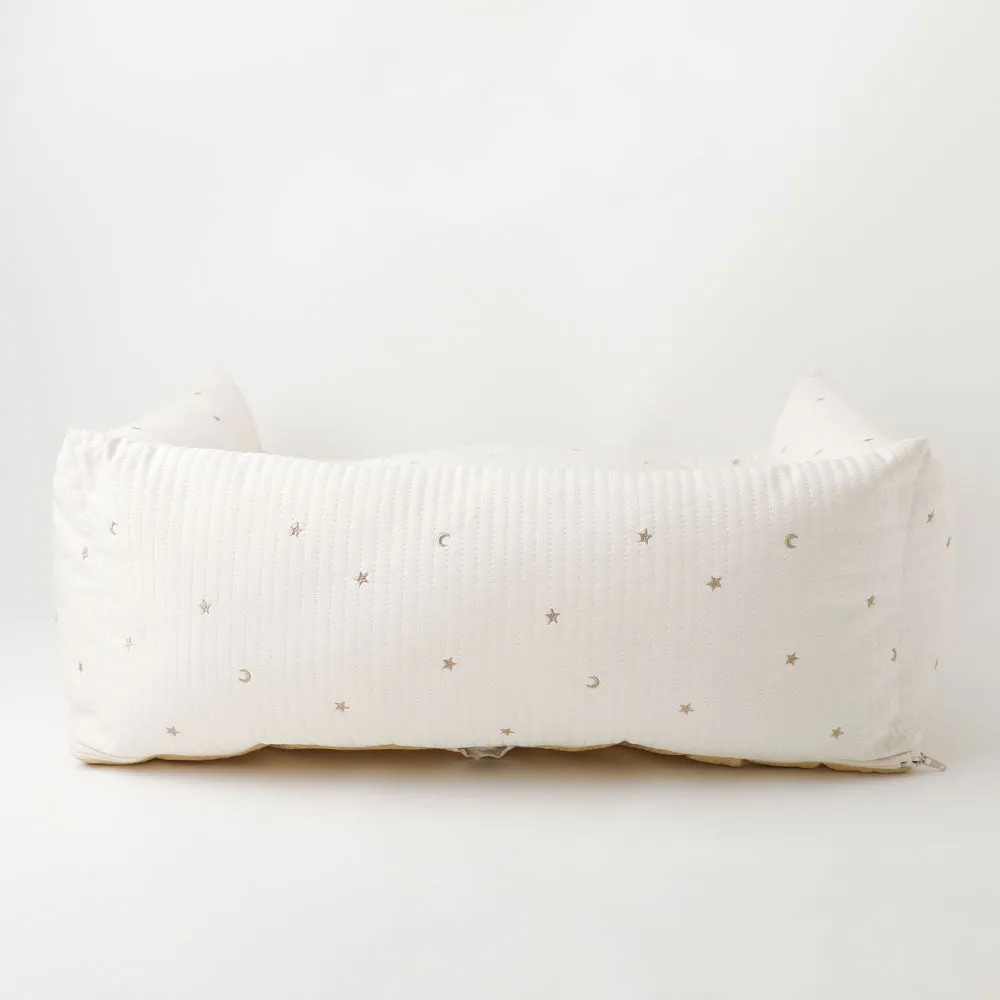 star and moon embroidered quilted bed