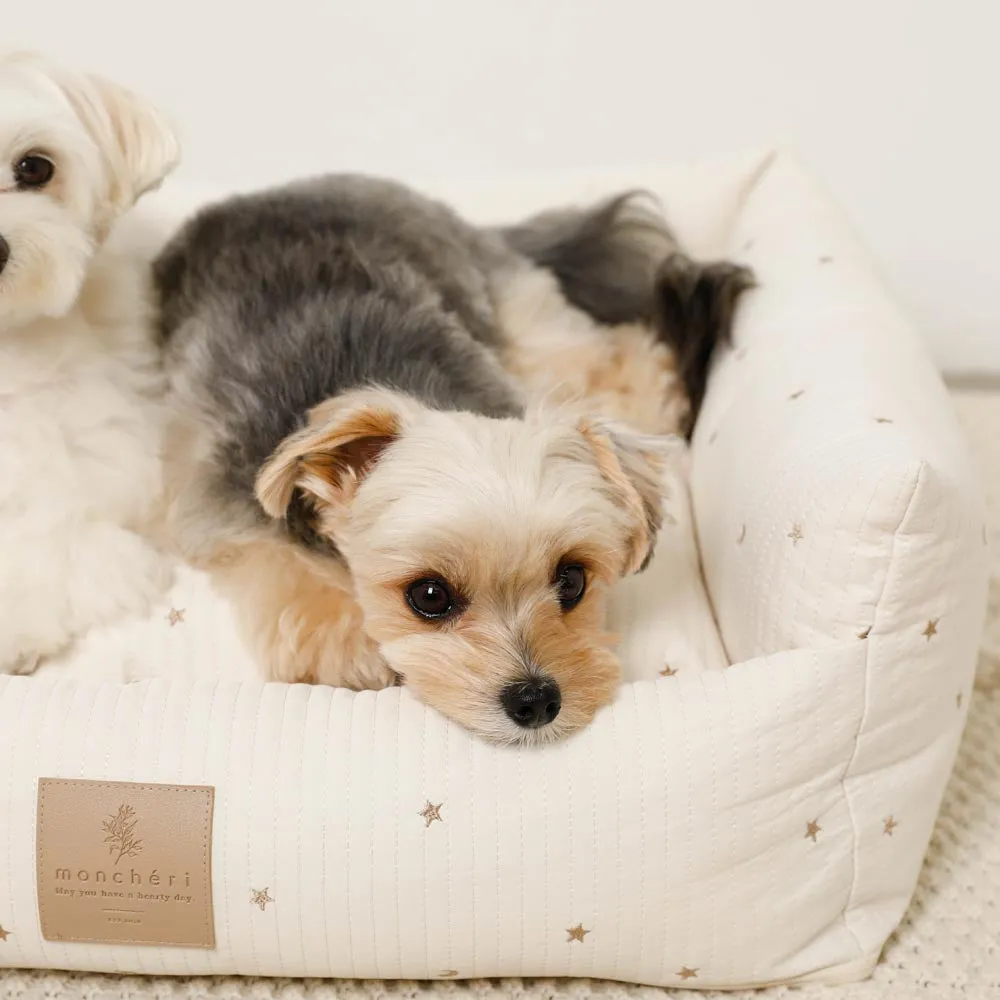 star and moon embroidered quilted bed