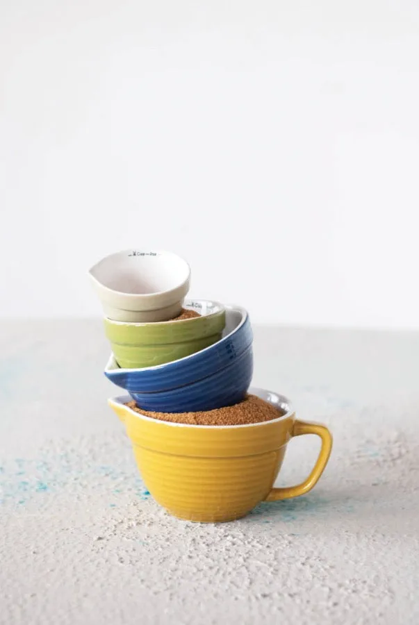 Stoneware Batter Bowl Measuring Cups Set