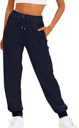 Sweatpants for Tall Women Drawstring High Waist Lounge Jogger Pants Solid Color Baggy Lightweight Comfy Trousers with Pocket