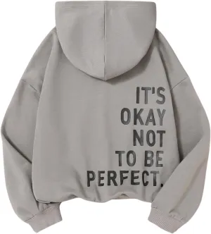 SweatyRocks Girl's Letter Print Hooded Sweatshirt Long Sleeve Oversized Pullover Tops