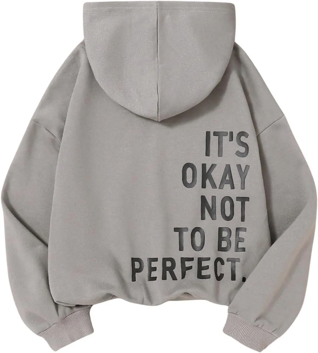 SweatyRocks Girl's Letter Print Hooded Sweatshirt Long Sleeve Oversized Pullover Tops