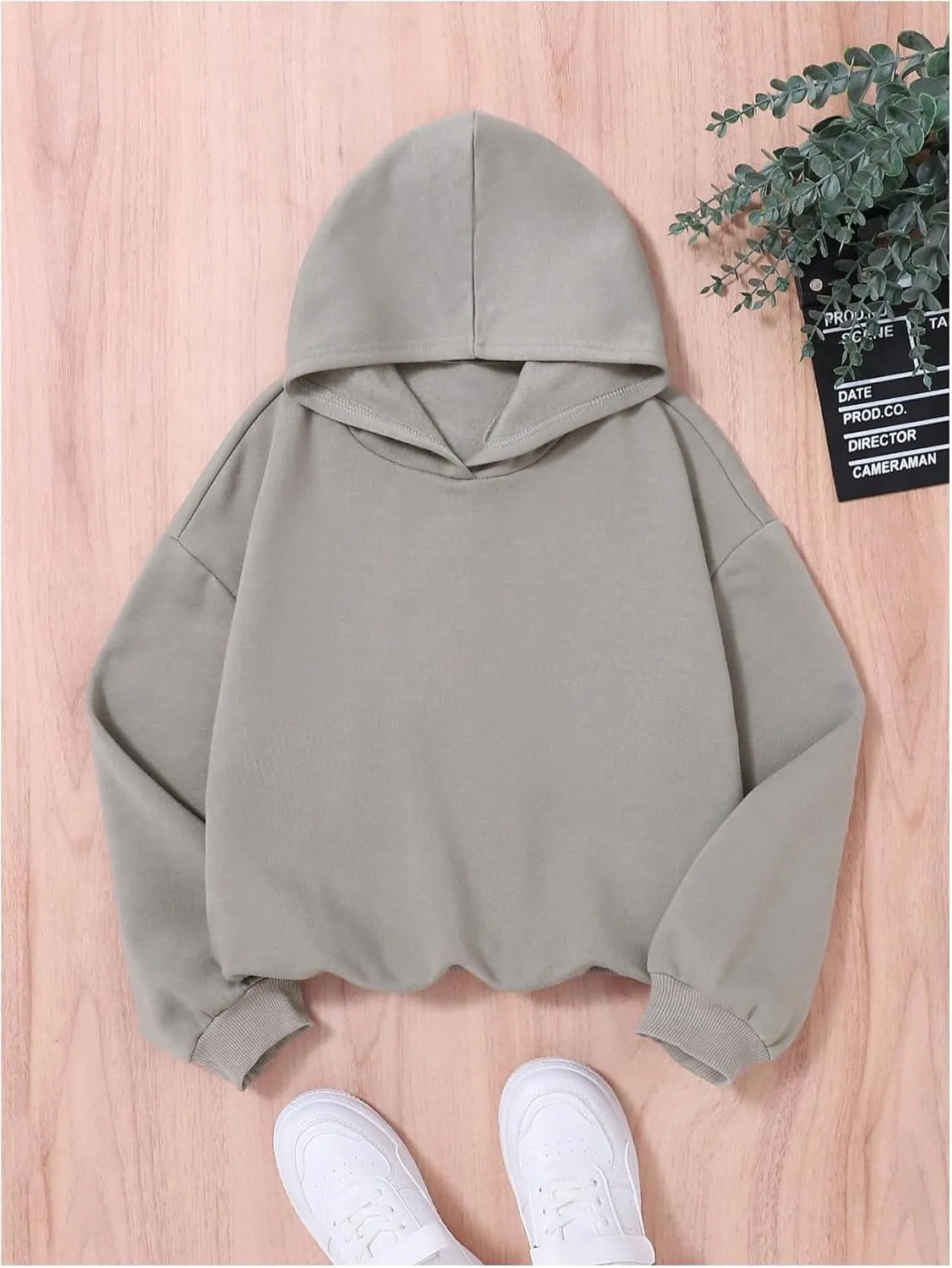 SweatyRocks Girl's Letter Print Hooded Sweatshirt Long Sleeve Oversized Pullover Tops