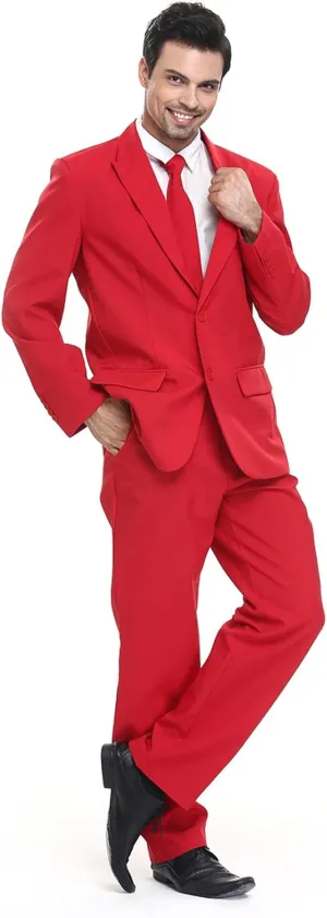U LOOK UGLY TODAY Men's Party Suit Solid Color Prom Suit for Themed Party Events Clubbing Jacket with Tie Pants