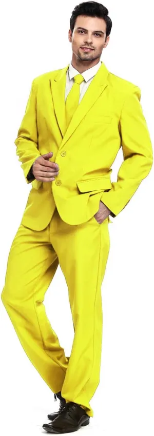 U LOOK UGLY TODAY Men's Party Suit Solid Color Prom Suit for Themed Party Events Clubbing Jacket with Tie Pants