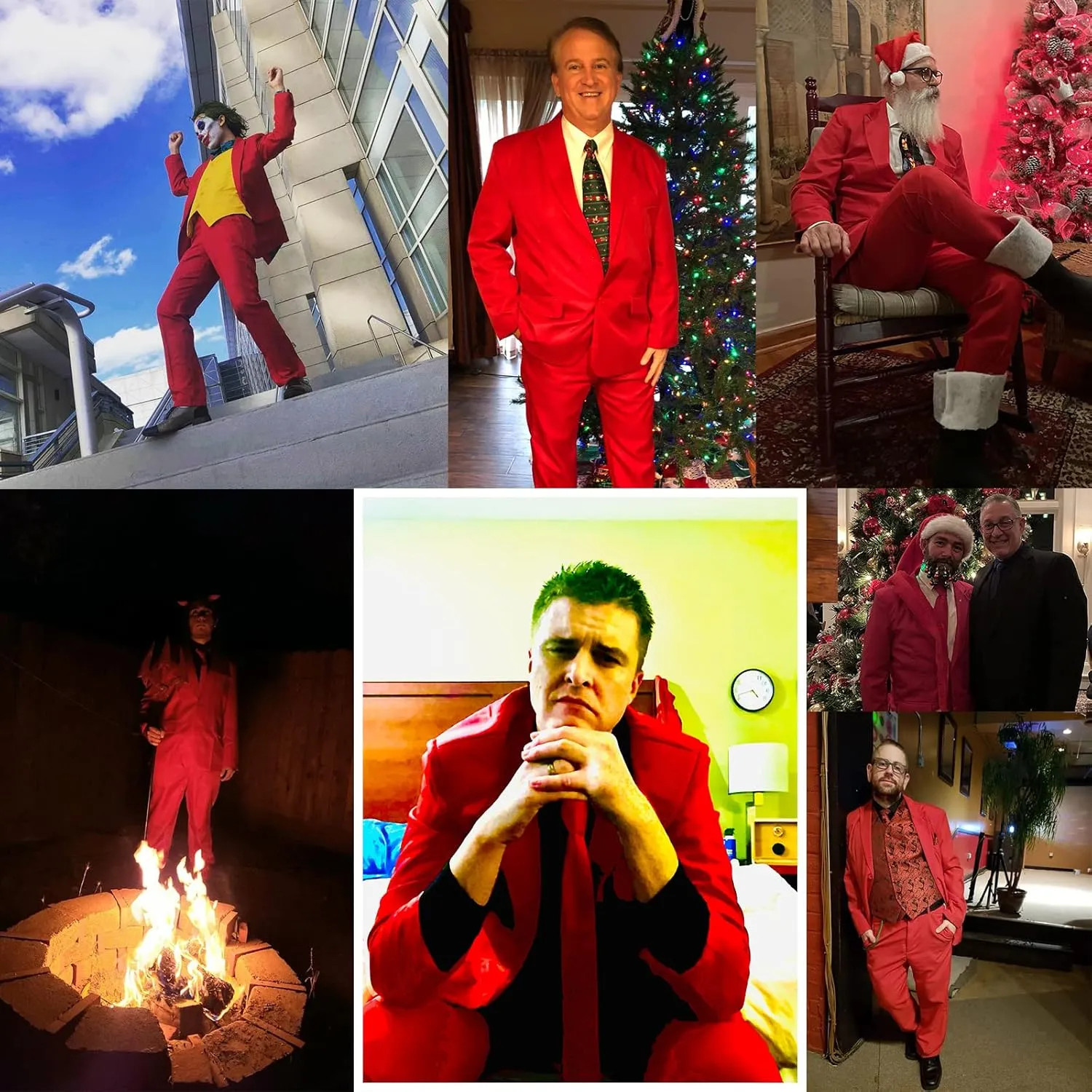 U LOOK UGLY TODAY Men's Party Suit Solid Color Prom Suit for Themed Party Events Clubbing Jacket with Tie Pants