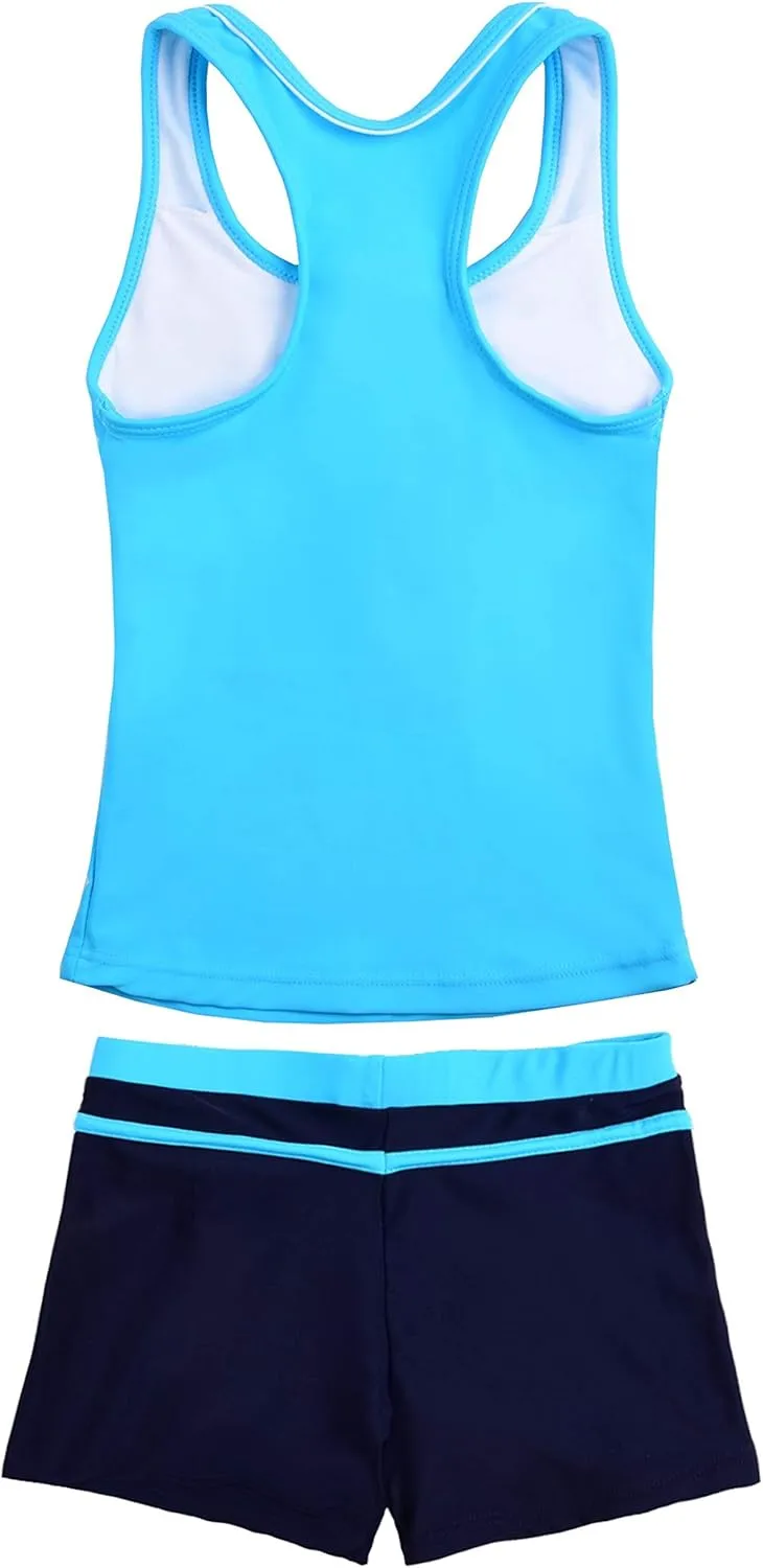 Uhnice Girls Swimsuit Two Piece Tankini Swimwear with Boyshort