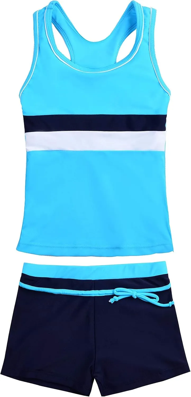 Uhnice Girls Swimsuit Two Piece Tankini Swimwear with Boyshort