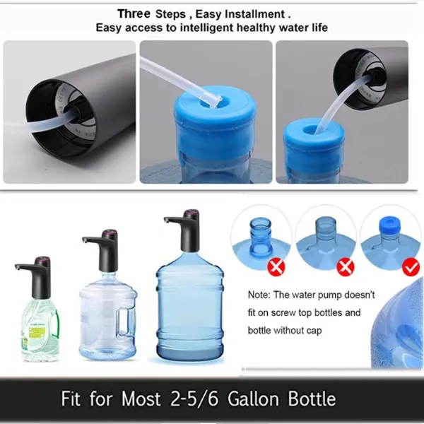 USB Charging Water Dispenser, Portable Water Bottle Pump for Universal 2, 3, 4 and 5 Gallon Bn-link