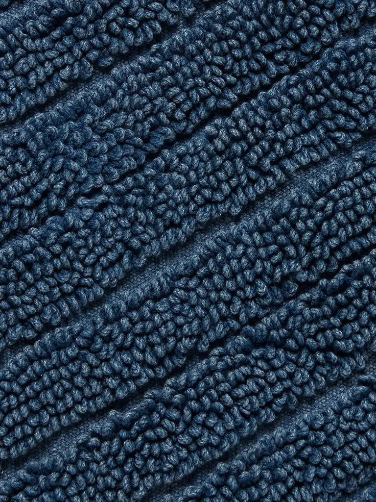 Westside Home Dark Blue Tasseled Anti Skid Bath Mat