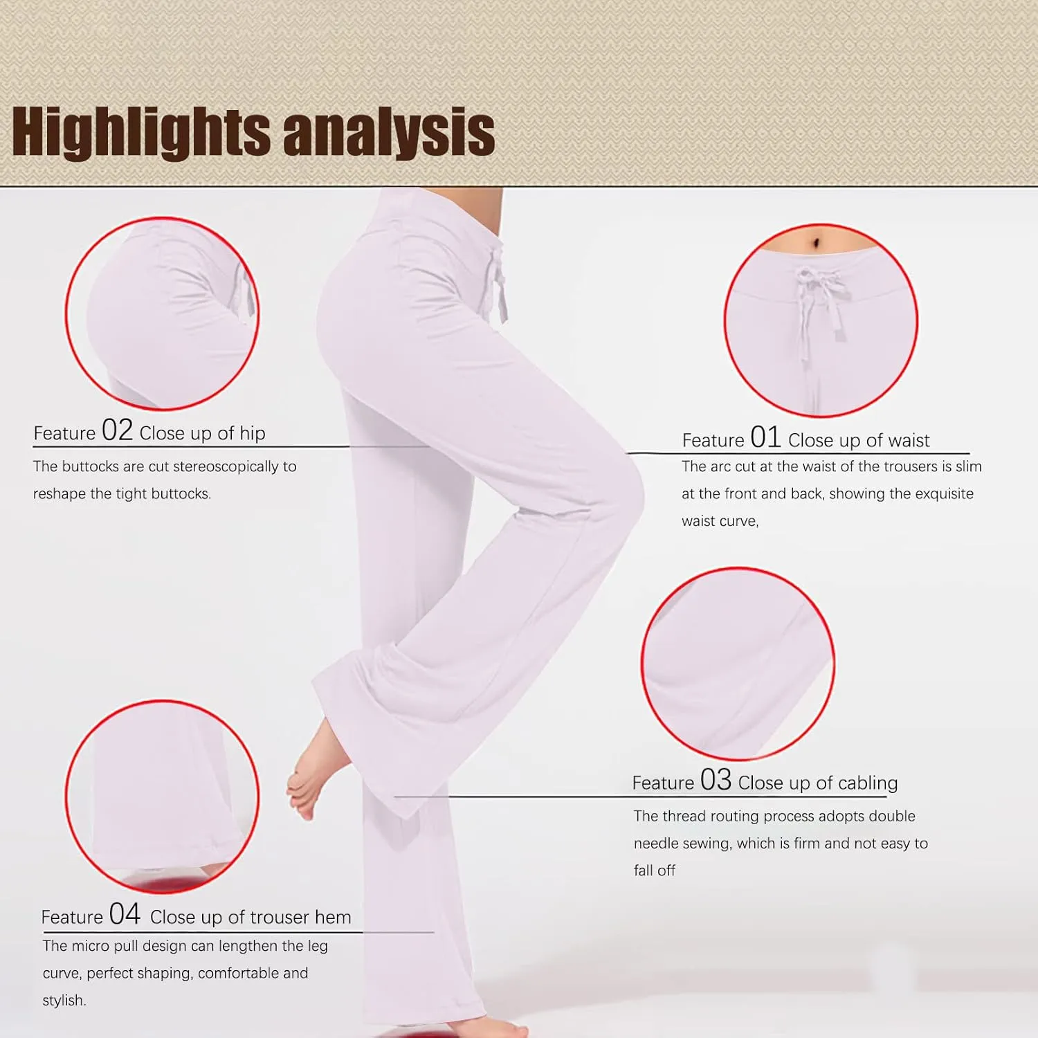 Wide Leg Yoga Pants Women Drawstring High Waist Tummy Control Lounge Trouser Bootcut Comfy Pants Gym Workout Leggings