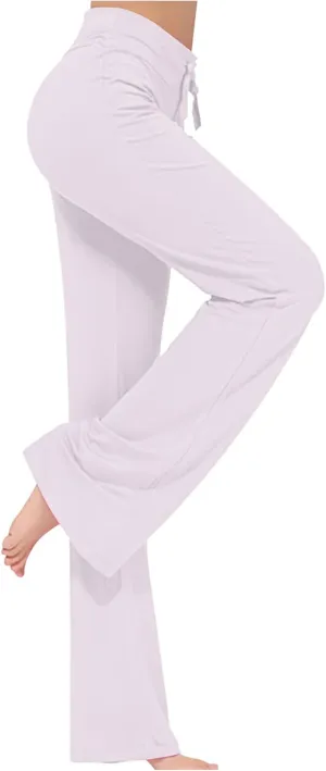 Wide Leg Yoga Pants Women Drawstring High Waist Tummy Control Lounge Trouser Bootcut Comfy Pants Gym Workout Leggings