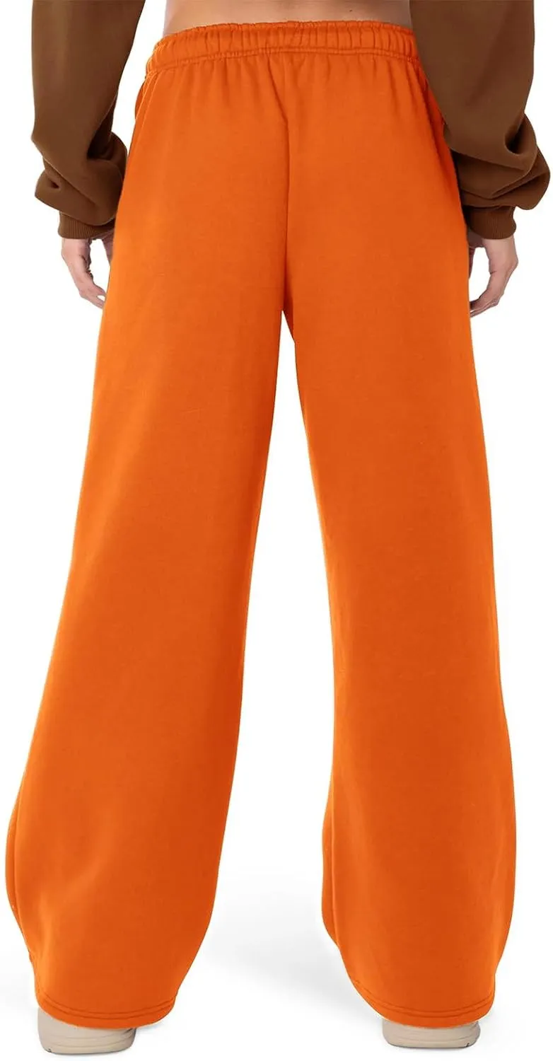 Women Casual Baggy Sweatpants Solid Color Joggers Lounge Pants Drawstring High Waist Wide Leg Trousers