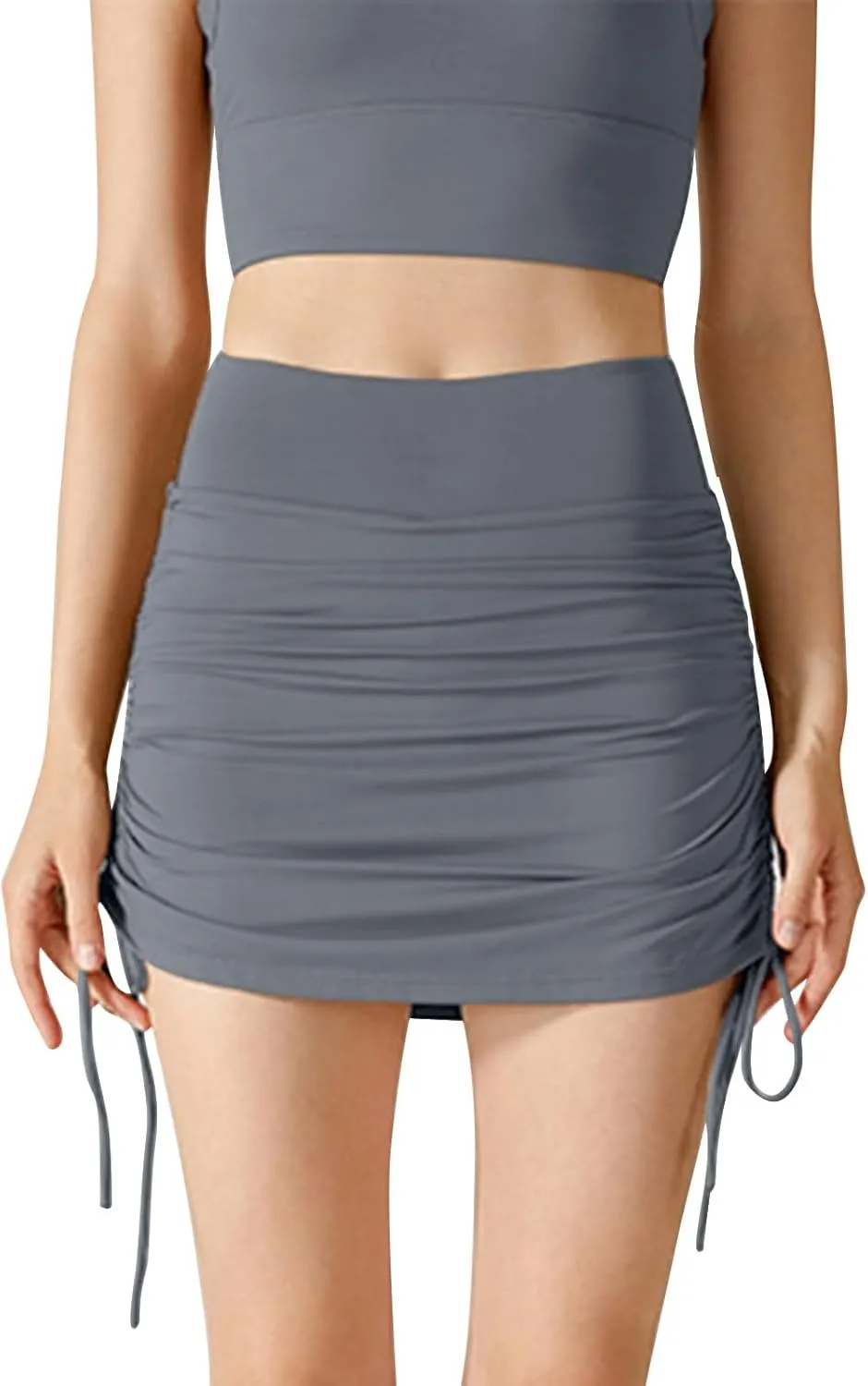 Women Tennis Skirts with Built-in Shorts High Waisted Ruched Bodycon Golf Skort Side Drawstring Athletic Skorts 2025