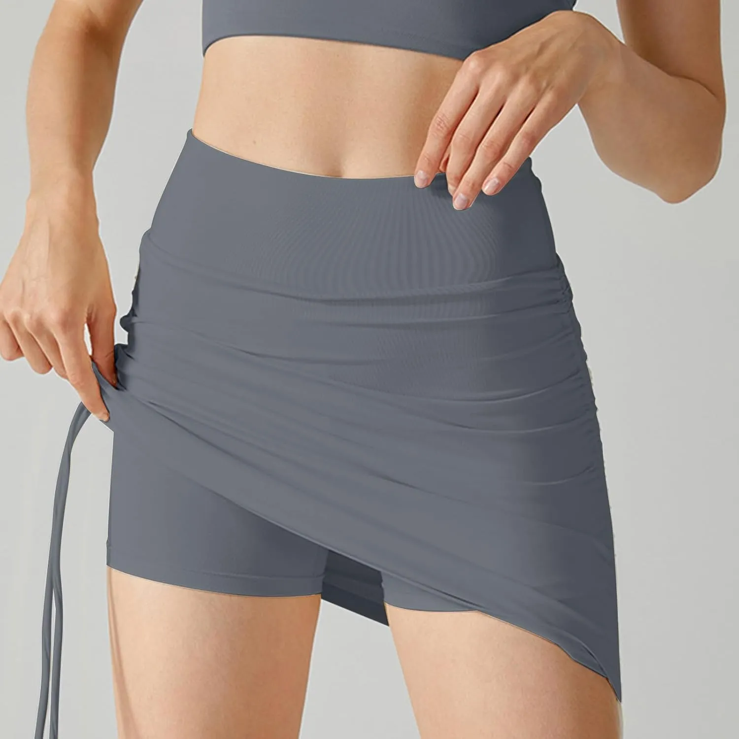 Women Tennis Skirts with Built-in Shorts High Waisted Ruched Bodycon Golf Skort Side Drawstring Athletic Skorts 2025