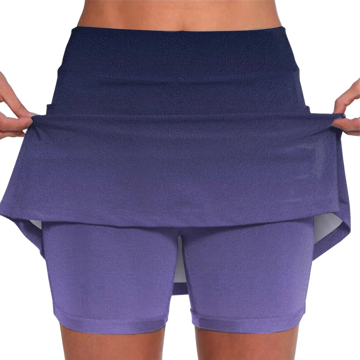 Womens Activewear Pleated Tennis Skirts Fade Pattern Printed Culottes Skinny Mid Waisted Workout Summer Casual Skirt
