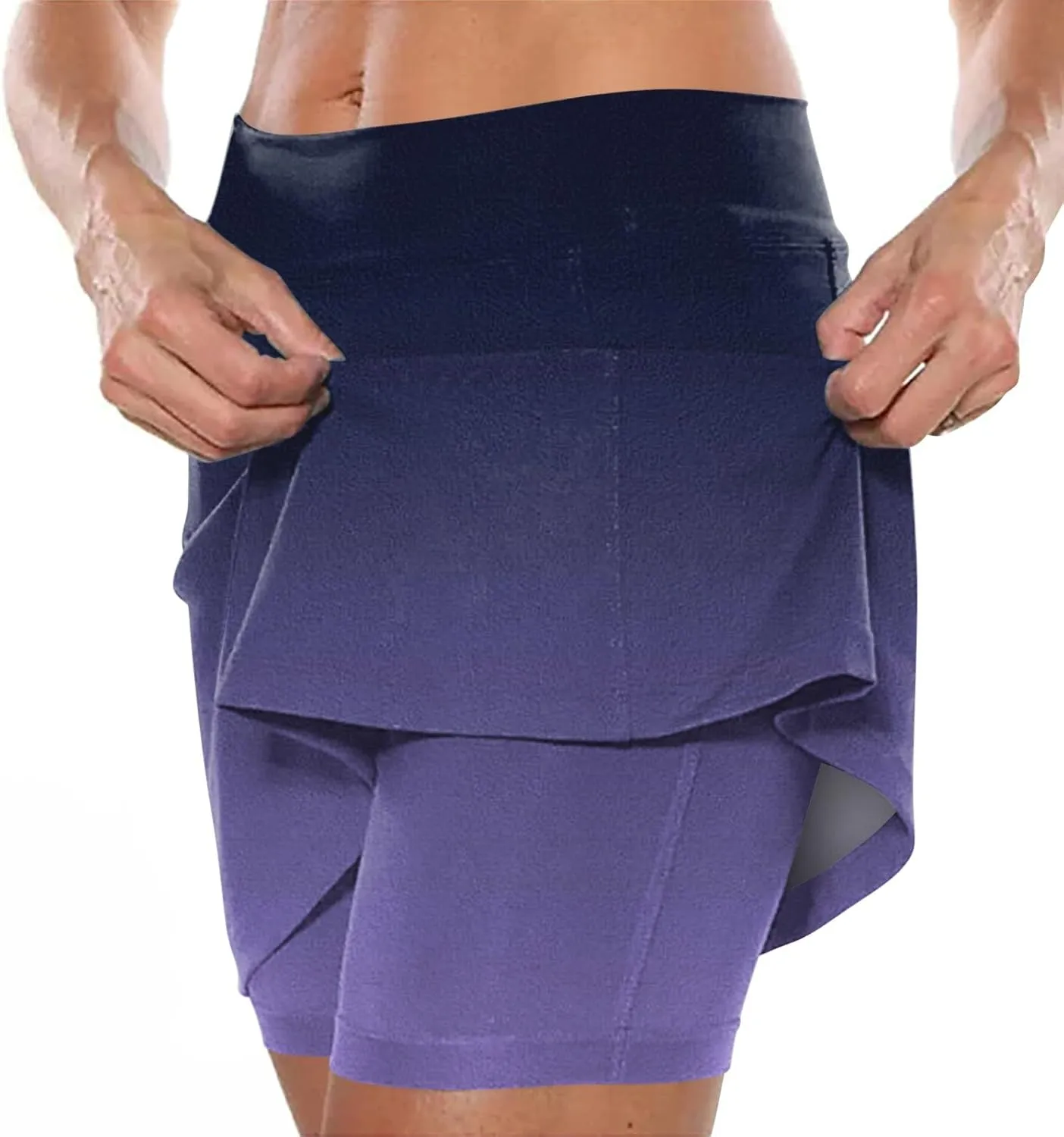 Womens Activewear Pleated Tennis Skirts Fade Pattern Printed Culottes Skinny Mid Waisted Workout Summer Casual Skirt
