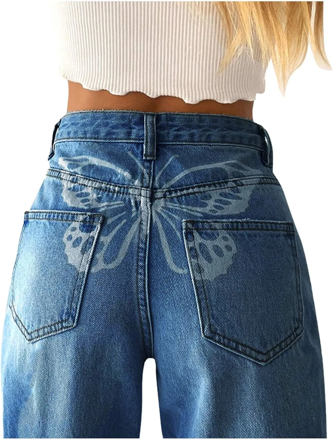Women's Jeans Baggy Y2K Jeans High Waist Straight Leg Denim Pants Long Boyfried Jeans Relaxed Fit Jeans Streetwear