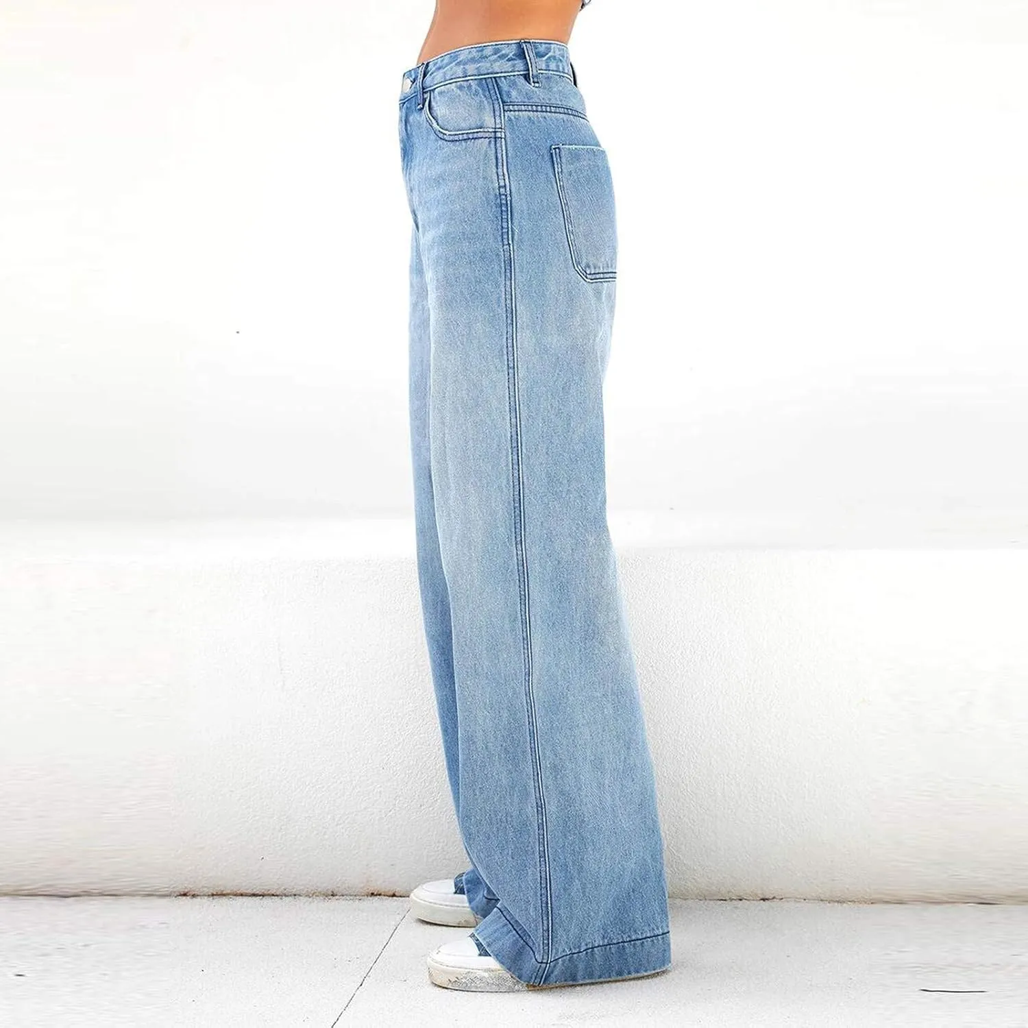 Women's Jeans Baggy Y2K Jeans High Waist Straight Leg Denim Pants Long Boyfried Jeans Relaxed Fit Jeans Streetwear
