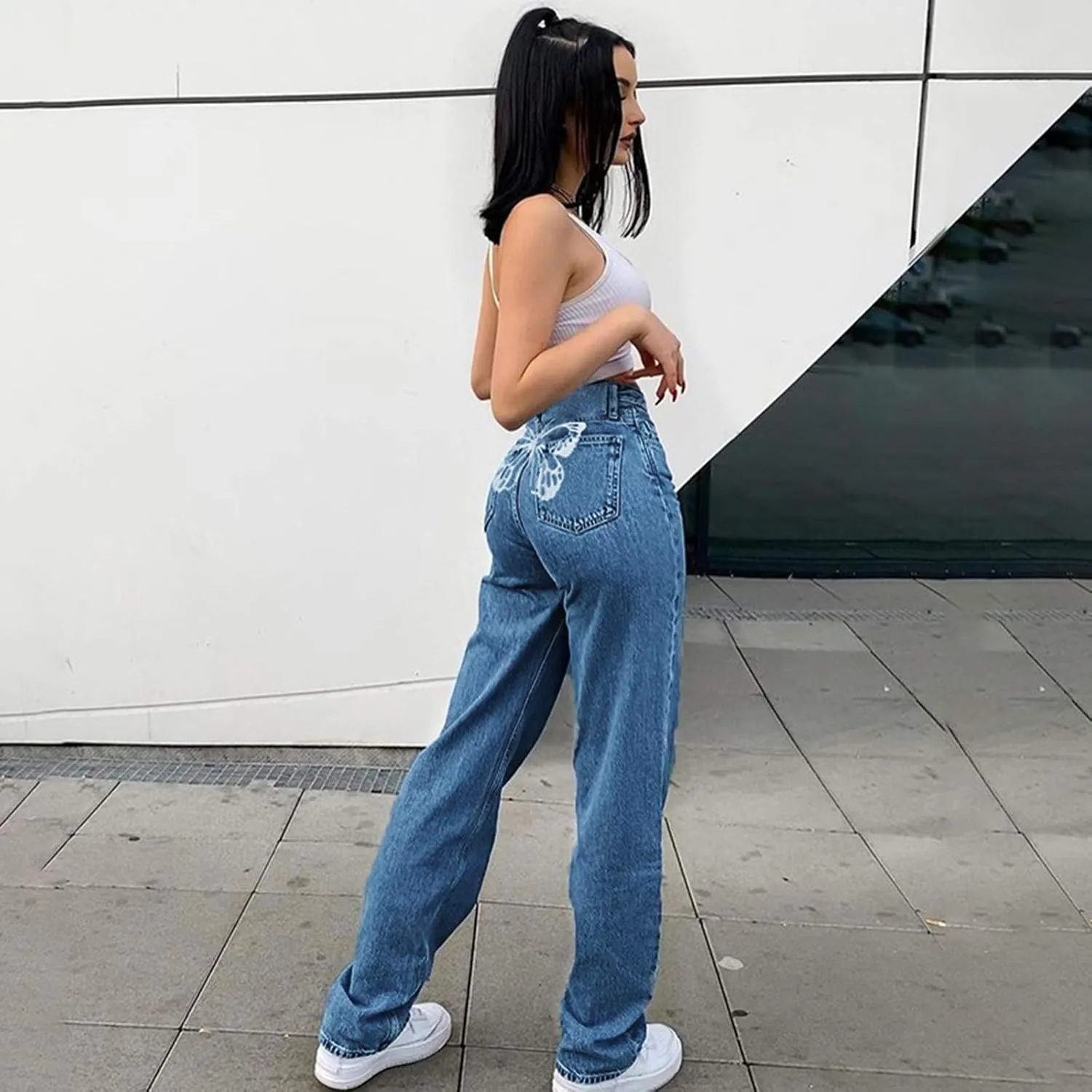 Women's Jeans Baggy Y2K Jeans High Waist Straight Leg Denim Pants Long Boyfried Jeans Relaxed Fit Jeans Streetwear