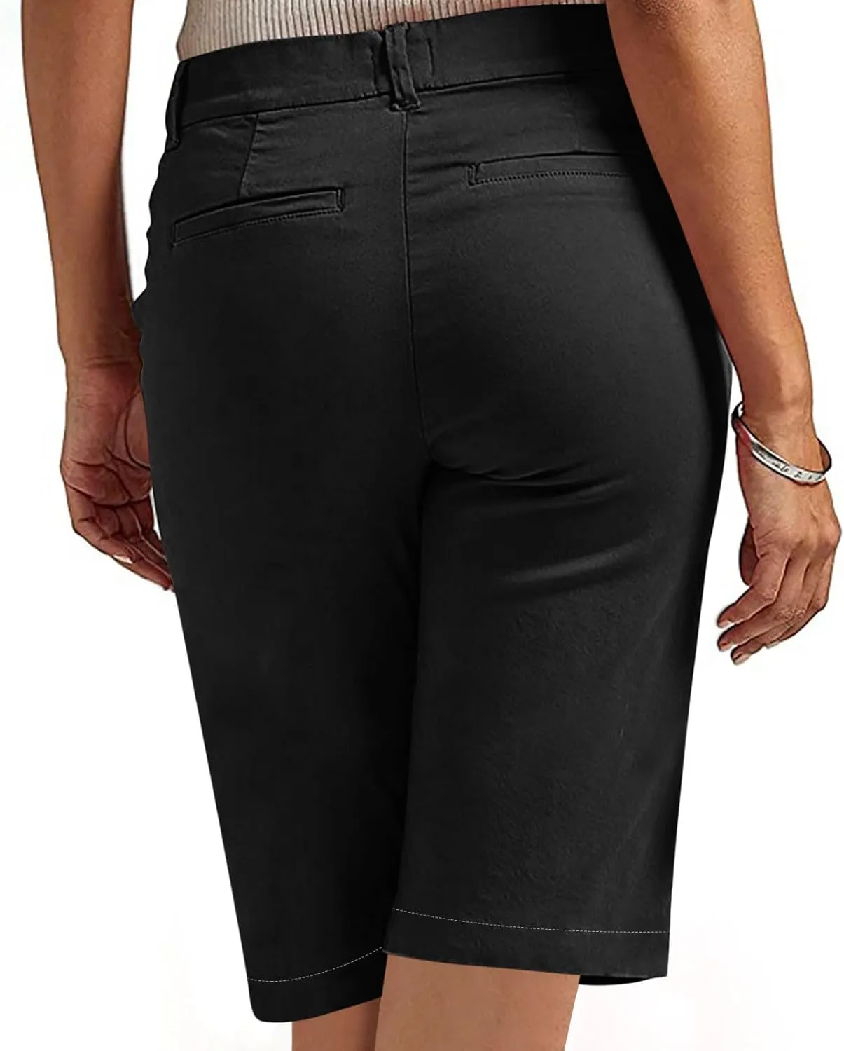 Women's Pull On Bermuda Shorts for Women 2025 Trendy Stretch Twill Short Dressy Casual High Waisted Summer Slacks