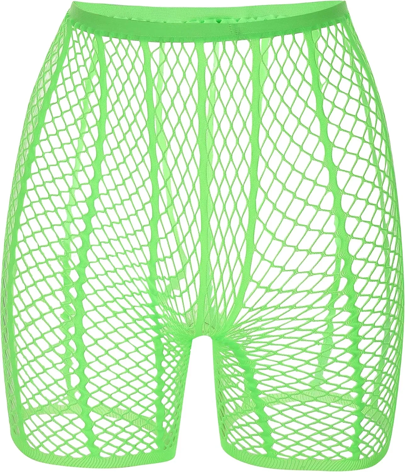 Womens Sexy Fishnet Mesh Biker Short Striped Beach Swimsuits Bikini Bottom Cover up Shorts