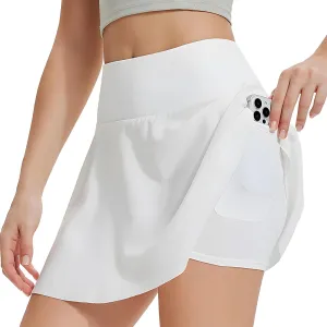 Women'S Skorts With Pockets, Tennis Skirts With Built-In Shorts, Black High Elastic Polyester-Spandex, Xxxl For 145-160 Lbs
